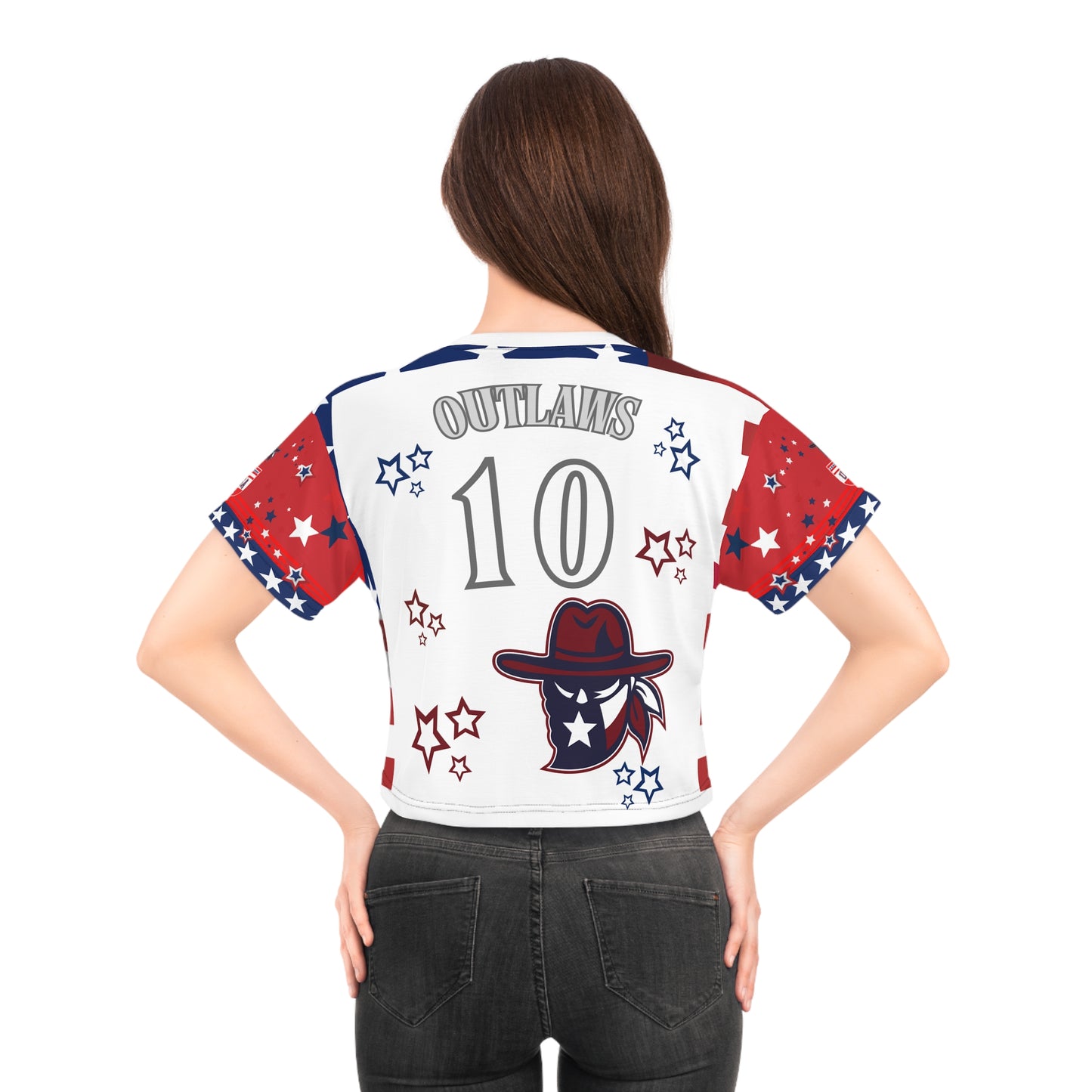 🇺🇸Ladies' Crop Tee – *"Outlaw Nation"*