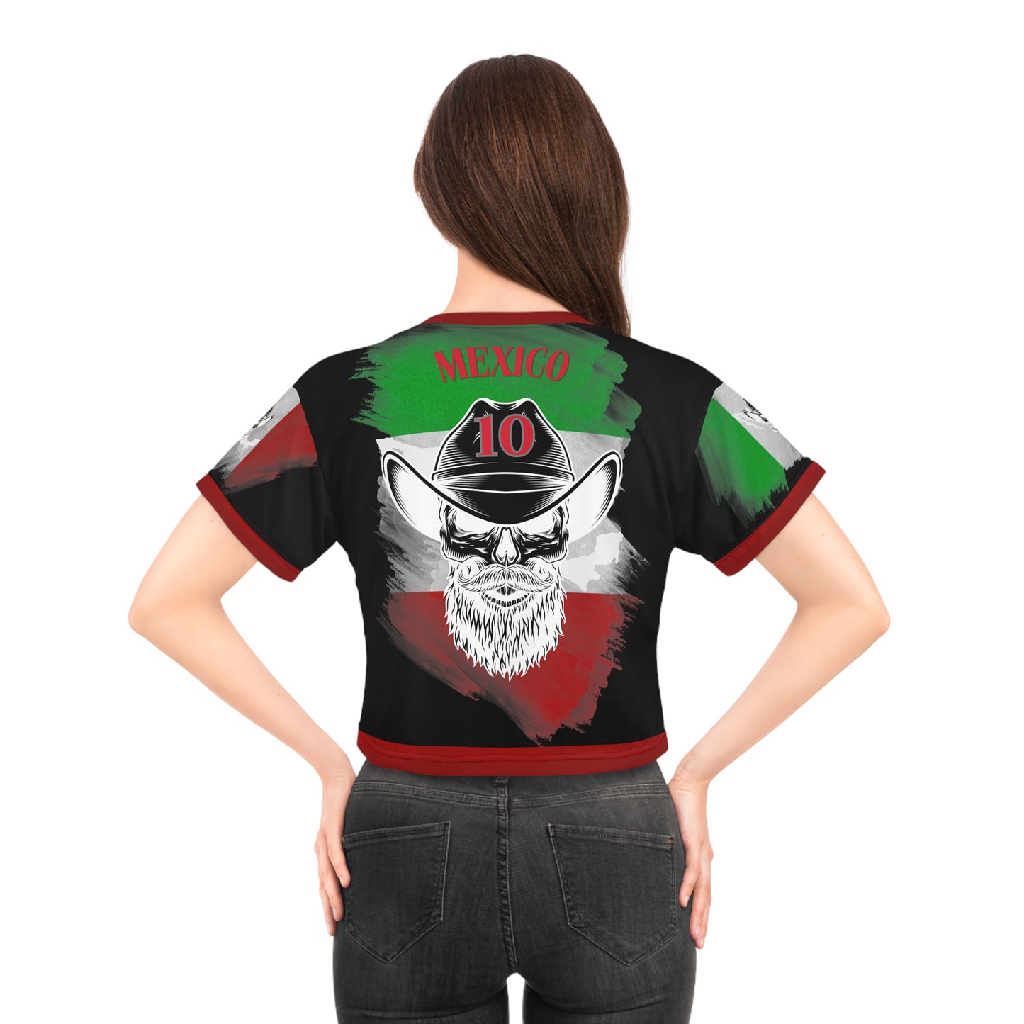 🇲🇽Ladies' Crop Tee – *"La Leyenda"* (Black Trim Edition)
