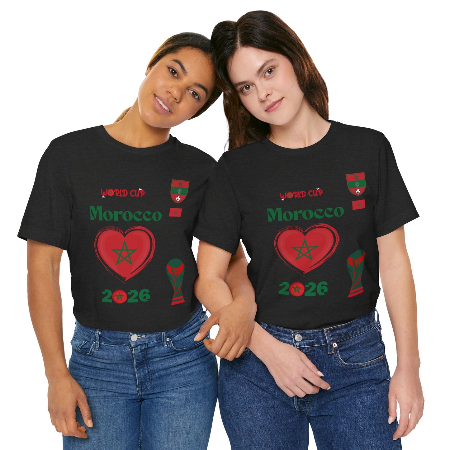 🇲🇦Morocco (Maroc / المغرب) World Cup 2026 Heart Design Unisex T-Shirt