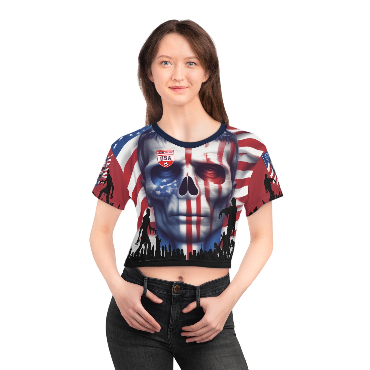 🇺🇸Ladies' Crop Tee – *"Zombie Outlaw Uprising"*