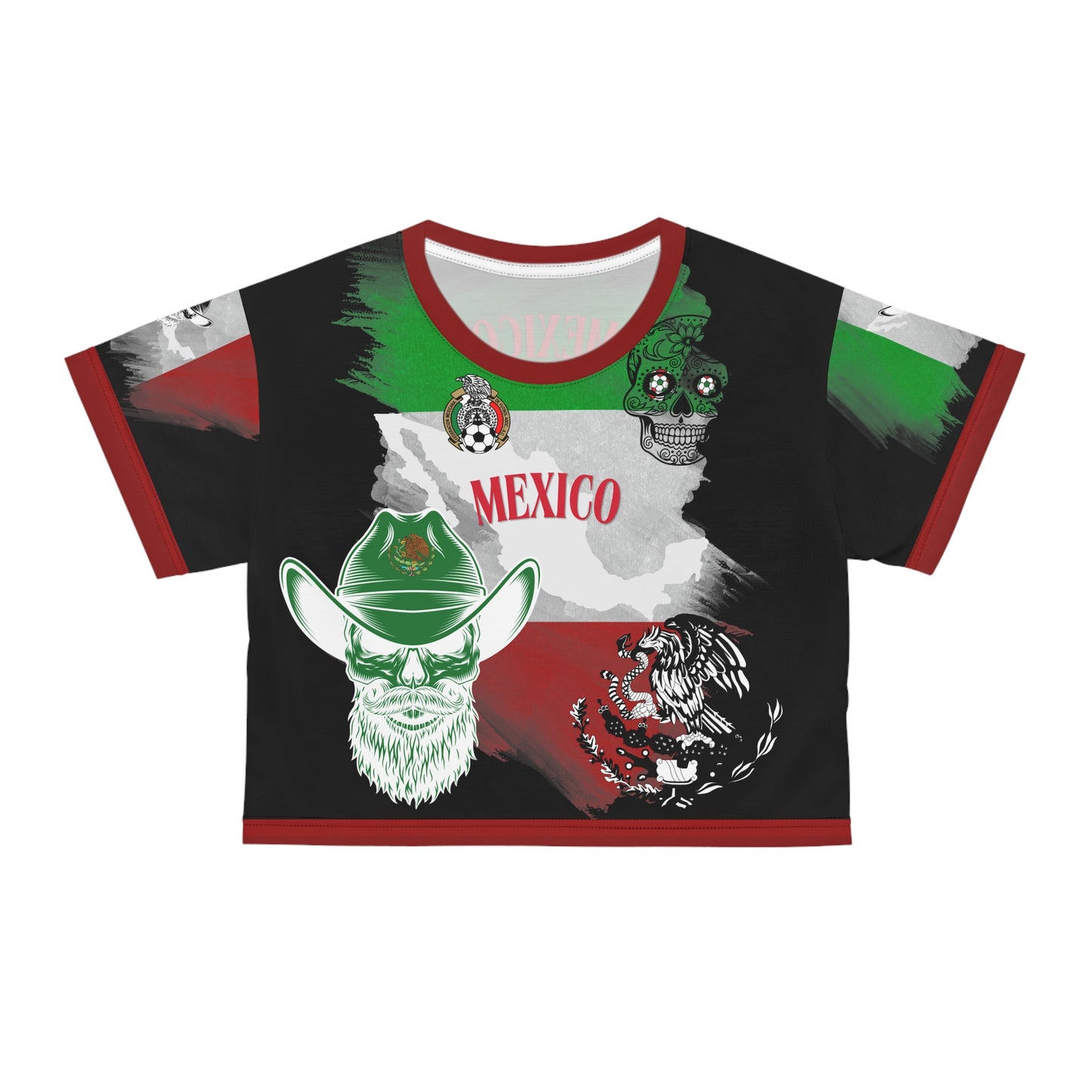 🇲🇽Ladies' Crop Tee – *"La Leyenda"* (Black Trim Edition)