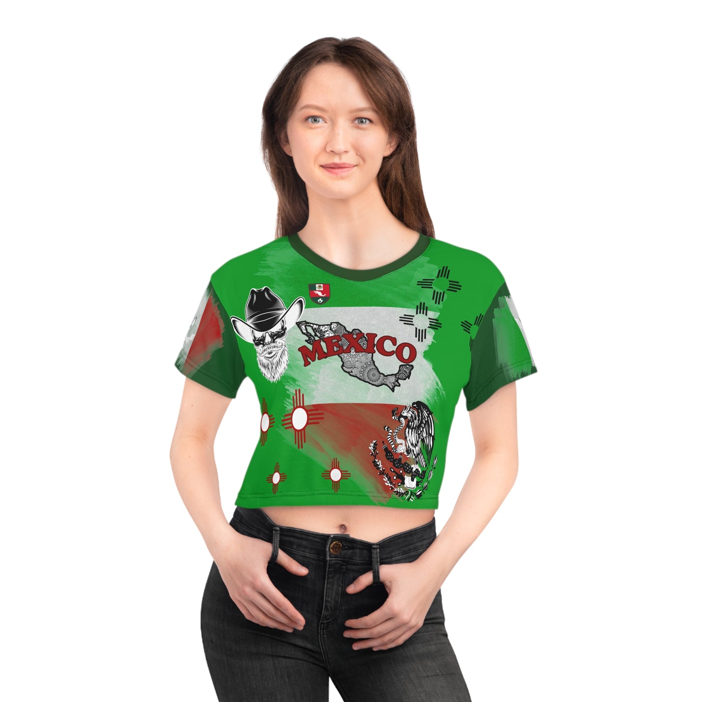 🇲🇽Ladies' Crop Tee – "Tierra de Dioses" Verde