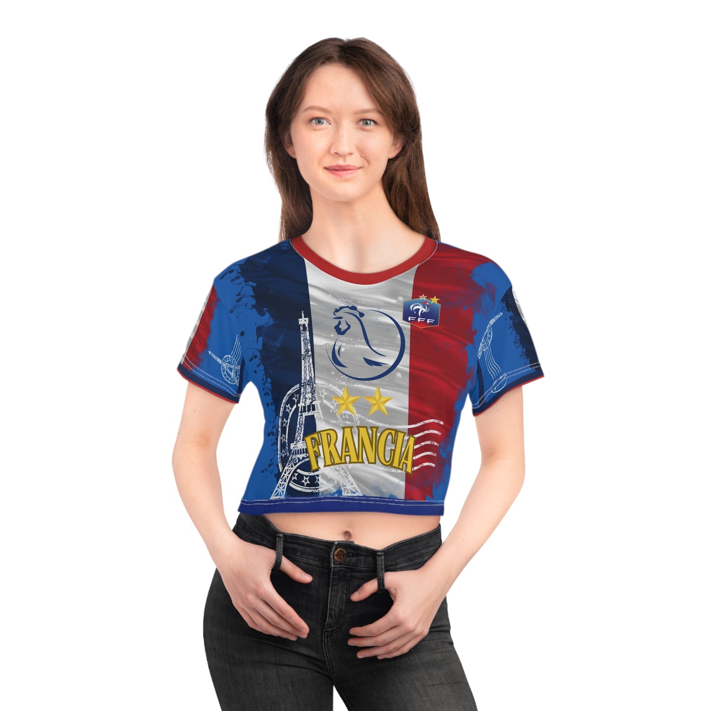 🇫🇷Ladies' Crop Tee – *"Le Coq & La Tour"*