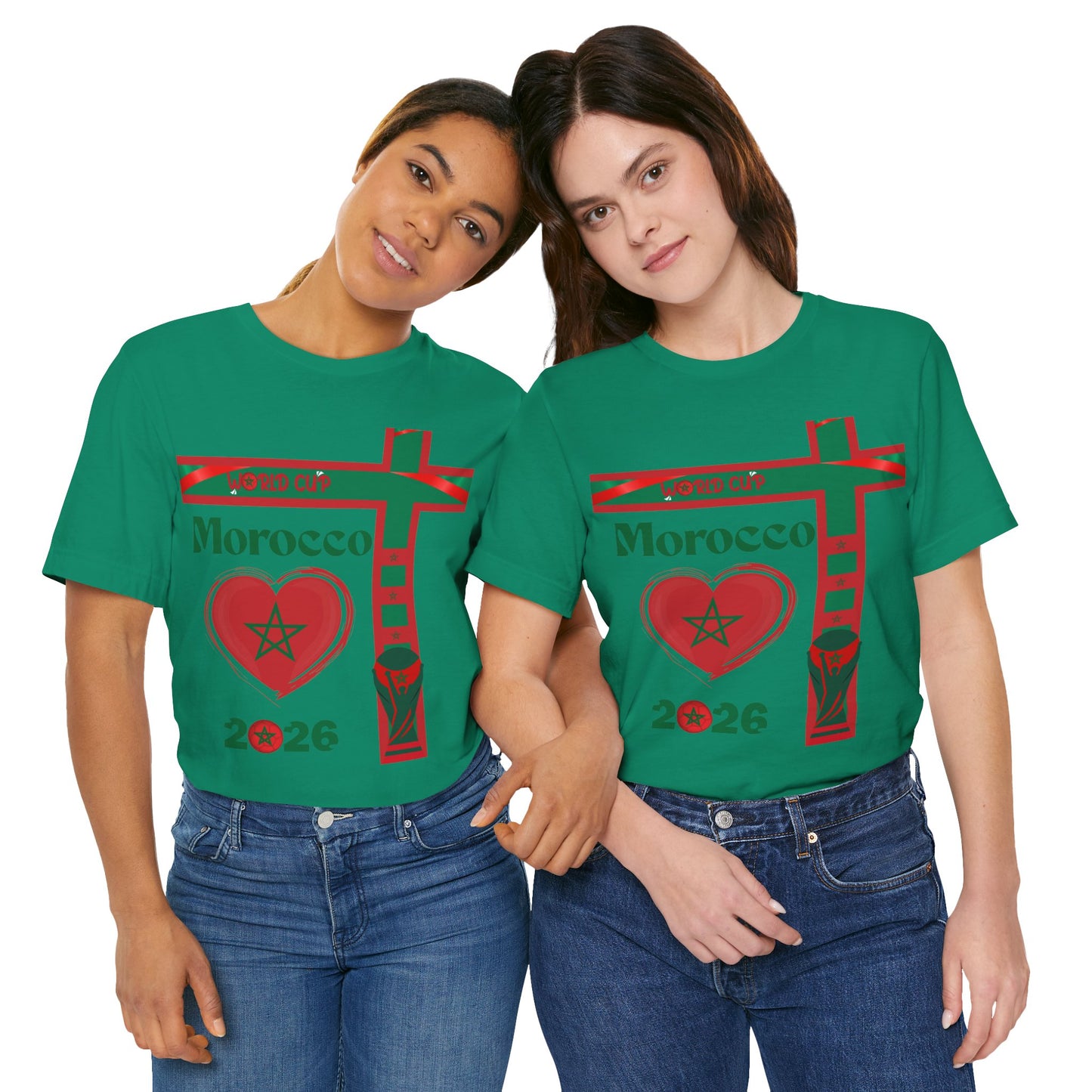 🇲🇦Morocco (Maroc / المغرب) World Cup 2026 Heart Design Unisex T-Shirt