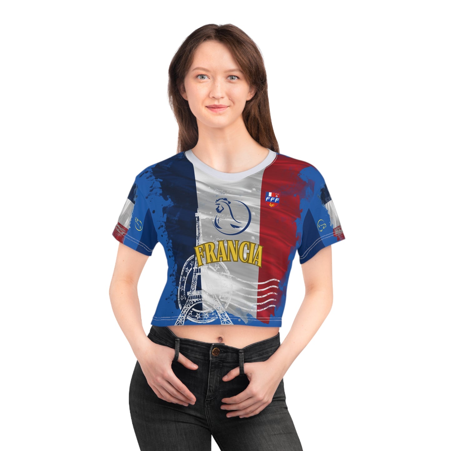 🇫🇷Ladies' Crop Tee – *"Le Coq & La Tour"*