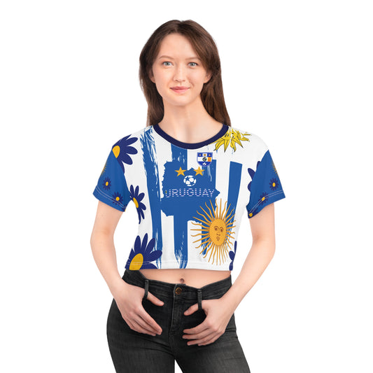 🇺🇾Ladies' Crop Tee – *"Celeste de Flor"*
