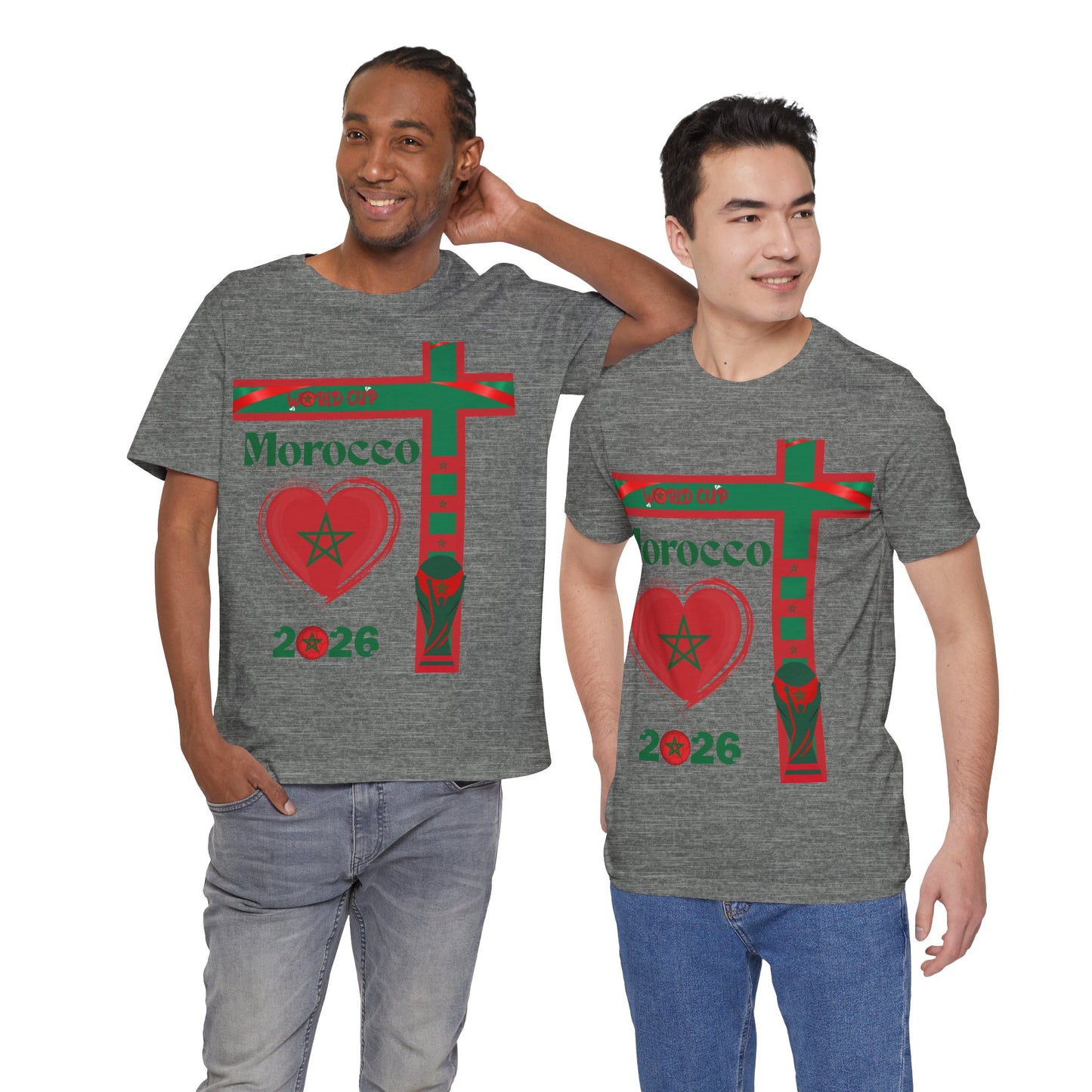 🇲🇦Morocco (Maroc / المغرب) World Cup 2026 Heart Design Unisex T-Shirt