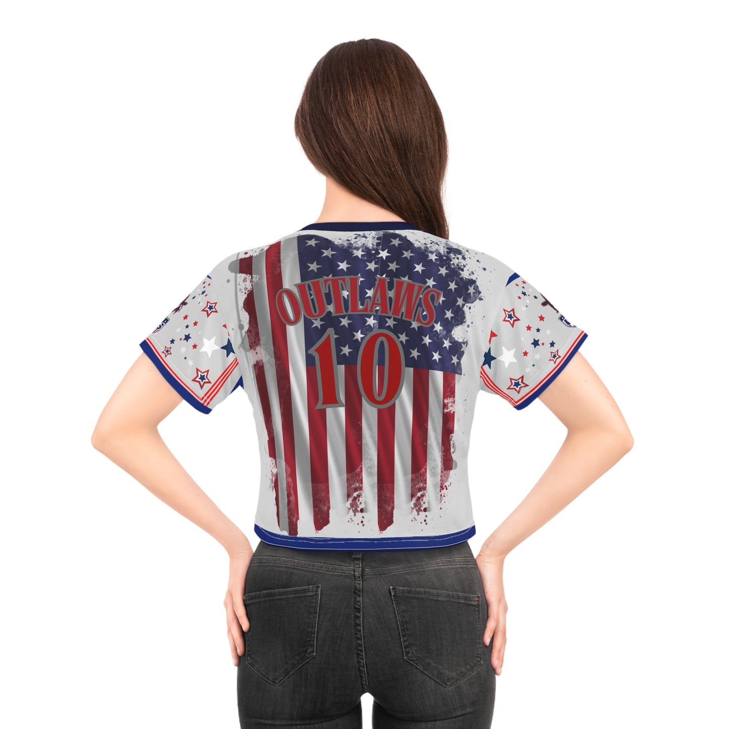 🇺🇸Ladies' Crop Tee – *"Outlaw Nation"*