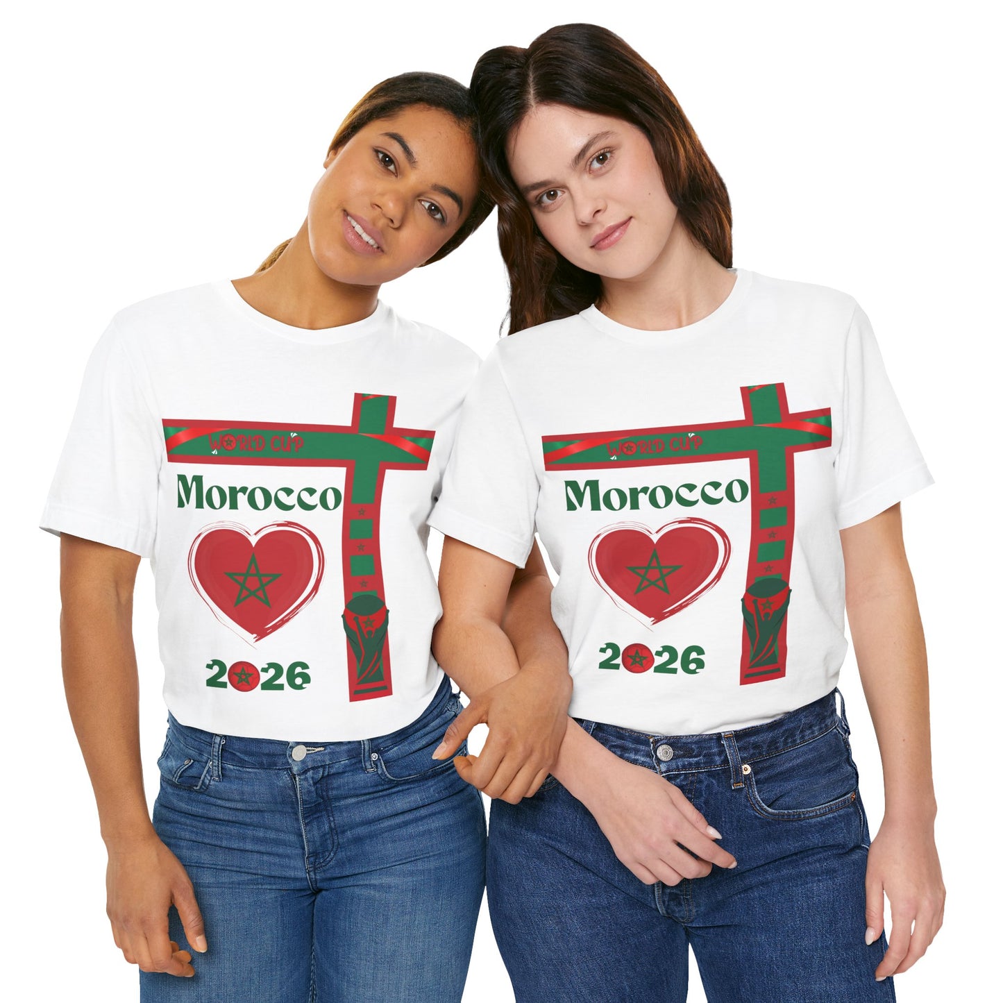 🇲🇦Morocco (Maroc / المغرب) World Cup 2026 Heart Design Unisex T-Shirt
