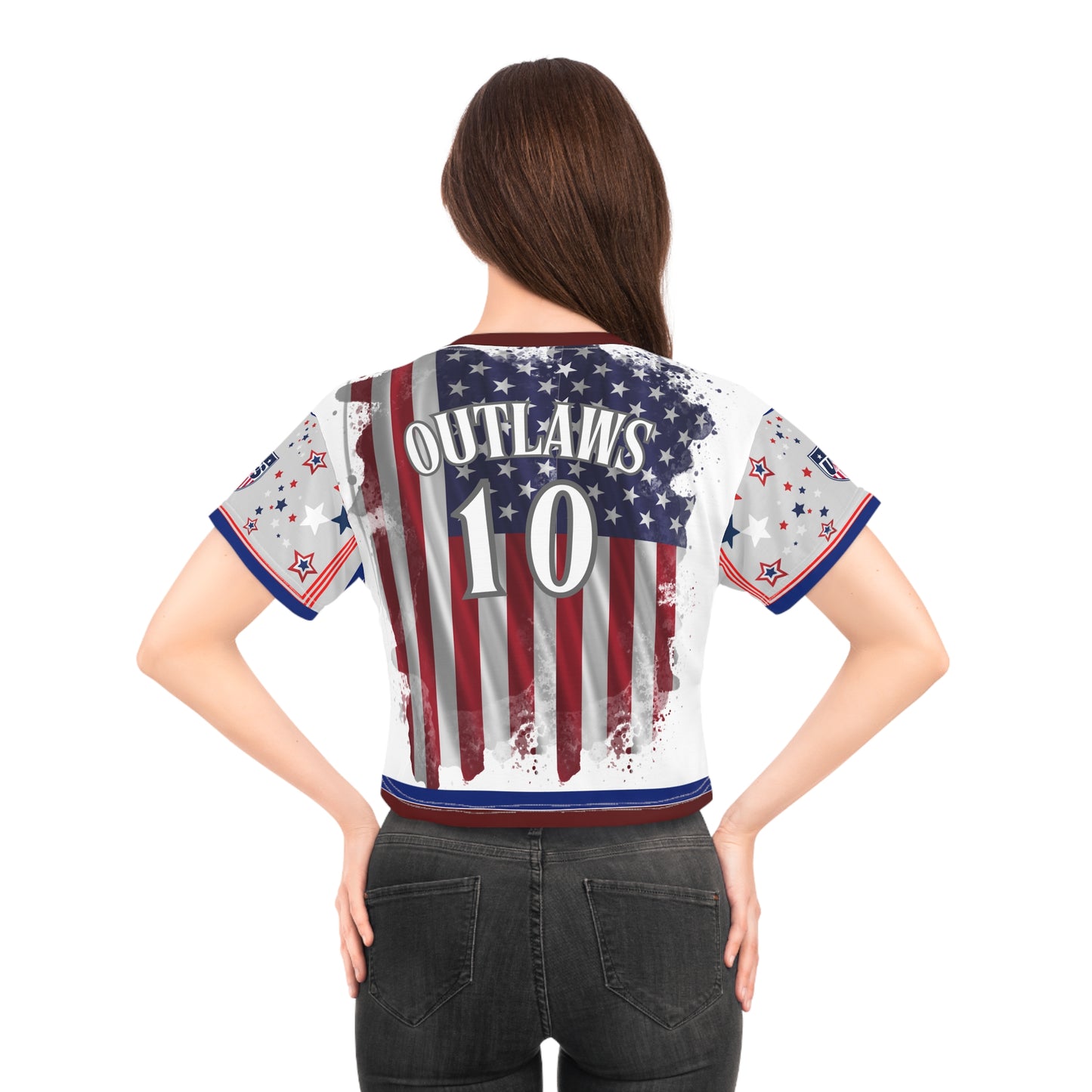 🇺🇸Ladies' Crop Tee – *"Art Nouveau Striker"*