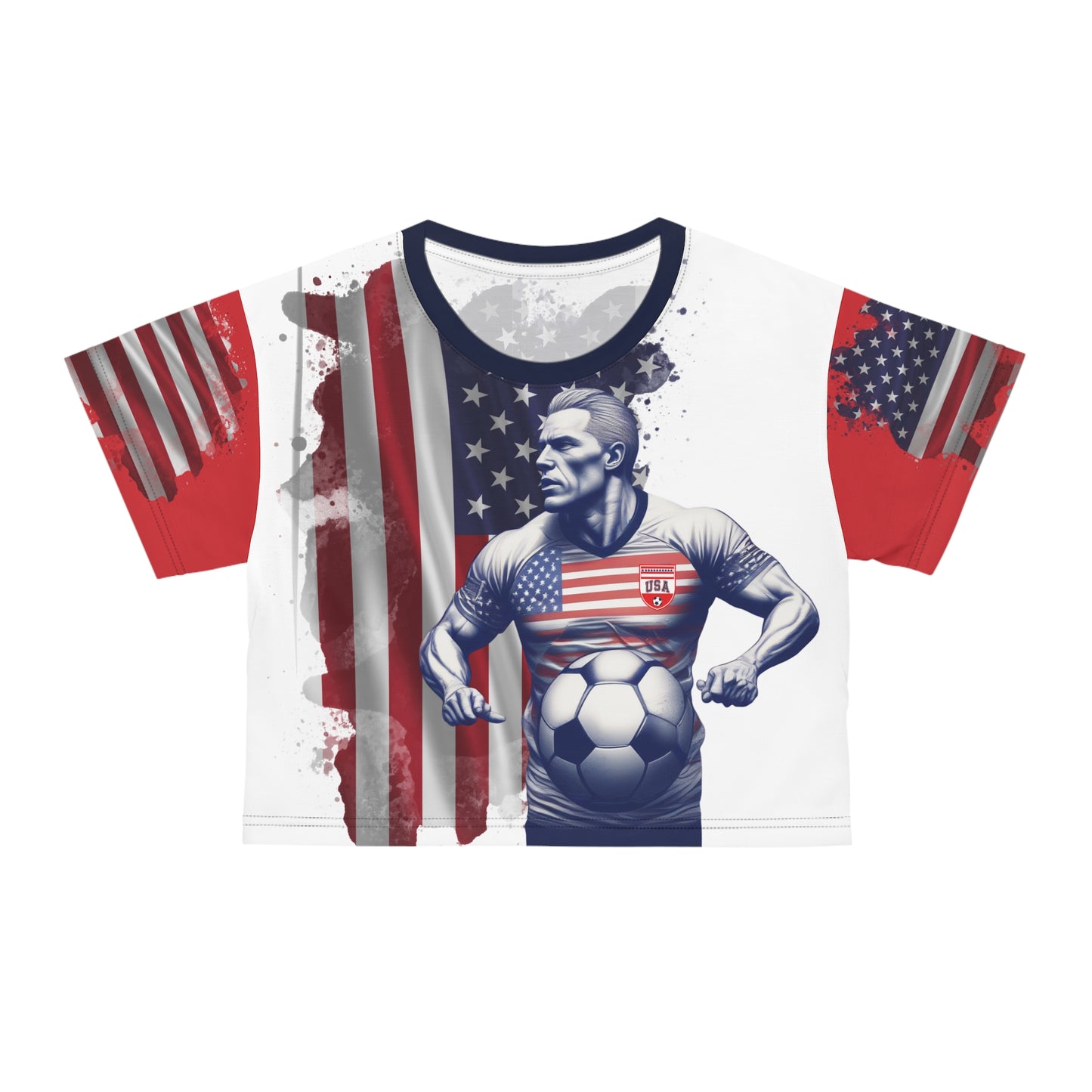 🇺🇸Ladies' Crop Tee – *"Art Nouveau Striker"*