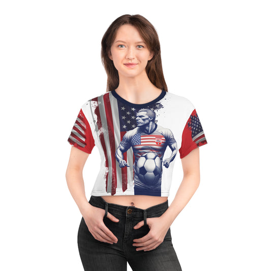 🇺🇸Ladies' Crop Tee – *"Art Nouveau Striker"*