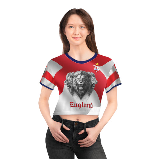 🏴󠁧󠁢󠁥󠁮󠁧󠁿Ladies' Crop Tee – "Three Lions Roar"