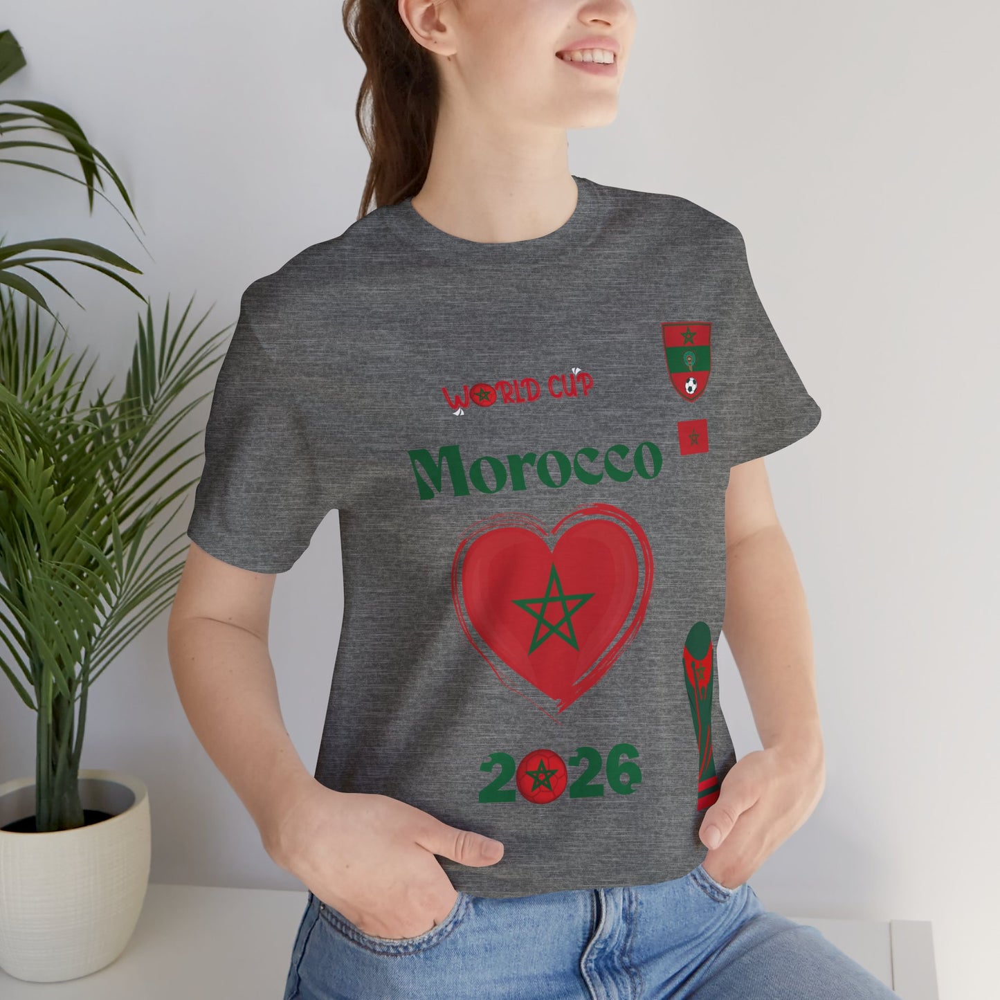 🇲🇦Morocco (Maroc / المغرب) World Cup 2026 Heart Design Unisex T-Shirt