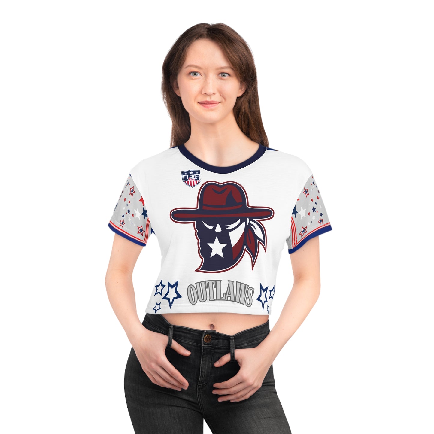 🇺🇸Ladies' Crop Tee – *"Outlaw Nation"*