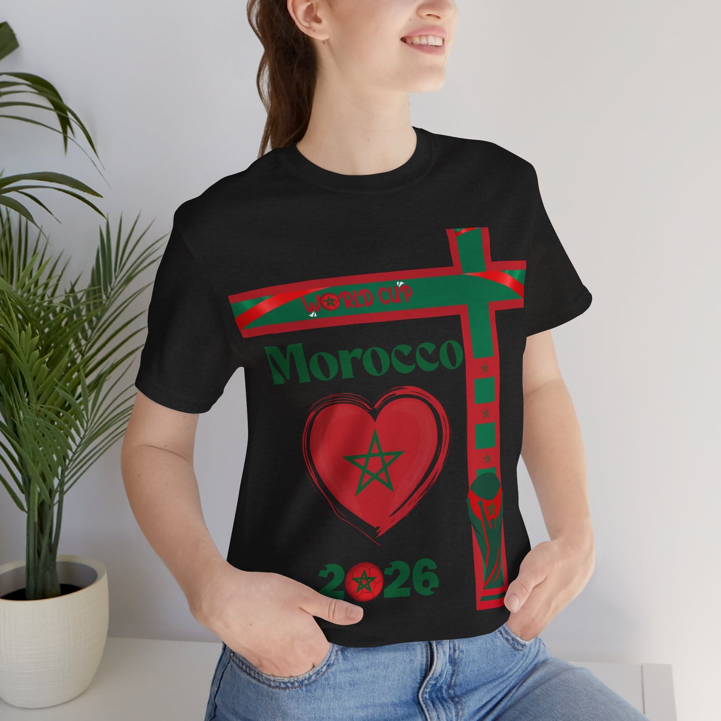 🇲🇦Morocco (Maroc / المغرب) World Cup 2026 Heart Design Unisex T-Shirt