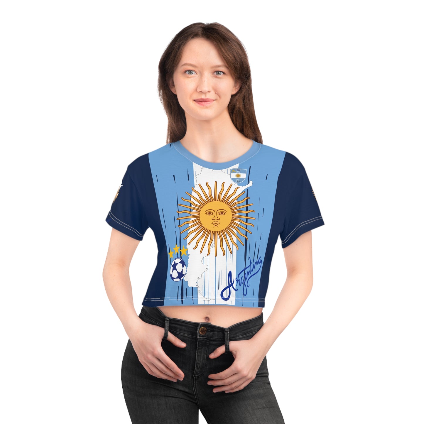 🇦🇷Ladies' Crop Tee – *"Sol de Gloria"*