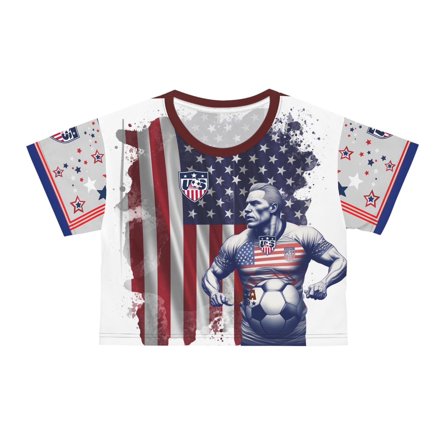 🇺🇸Ladies' Crop Tee – *"Art Nouveau Striker"*